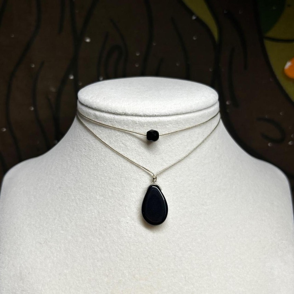Dainty black necklace layering set boho chic adjustable cord fairy grunge indie